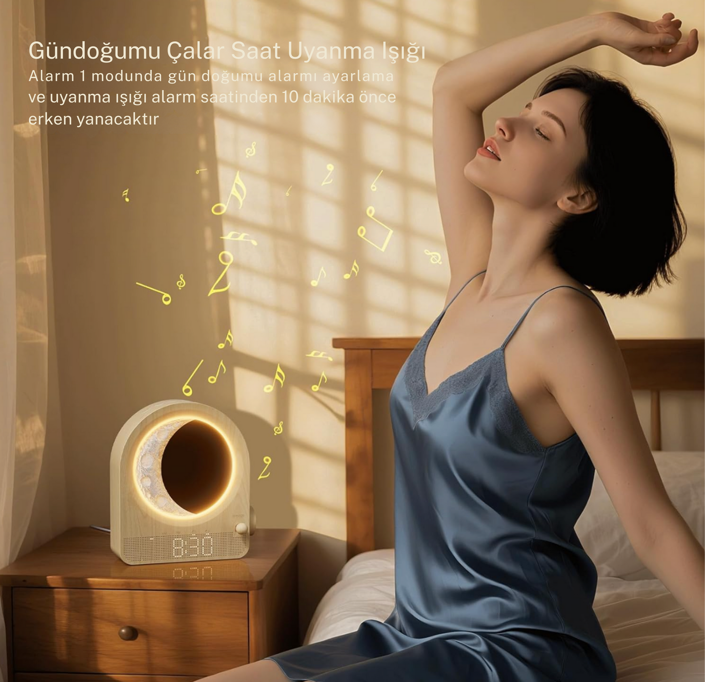 Tyrell® MoonRise Işıklı Alarm ve Gece Lambası